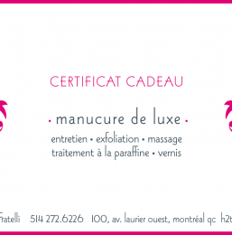 Certificat cadeau manucure de luxe