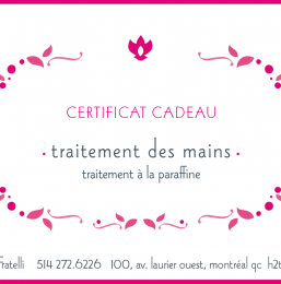 Certificat cadeau traitement des mains